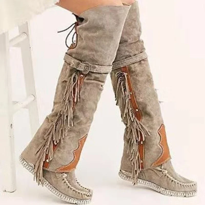 Ethnic Fashion Women - Mode Bohemen knielange Vrouwen Laarzen Etnische